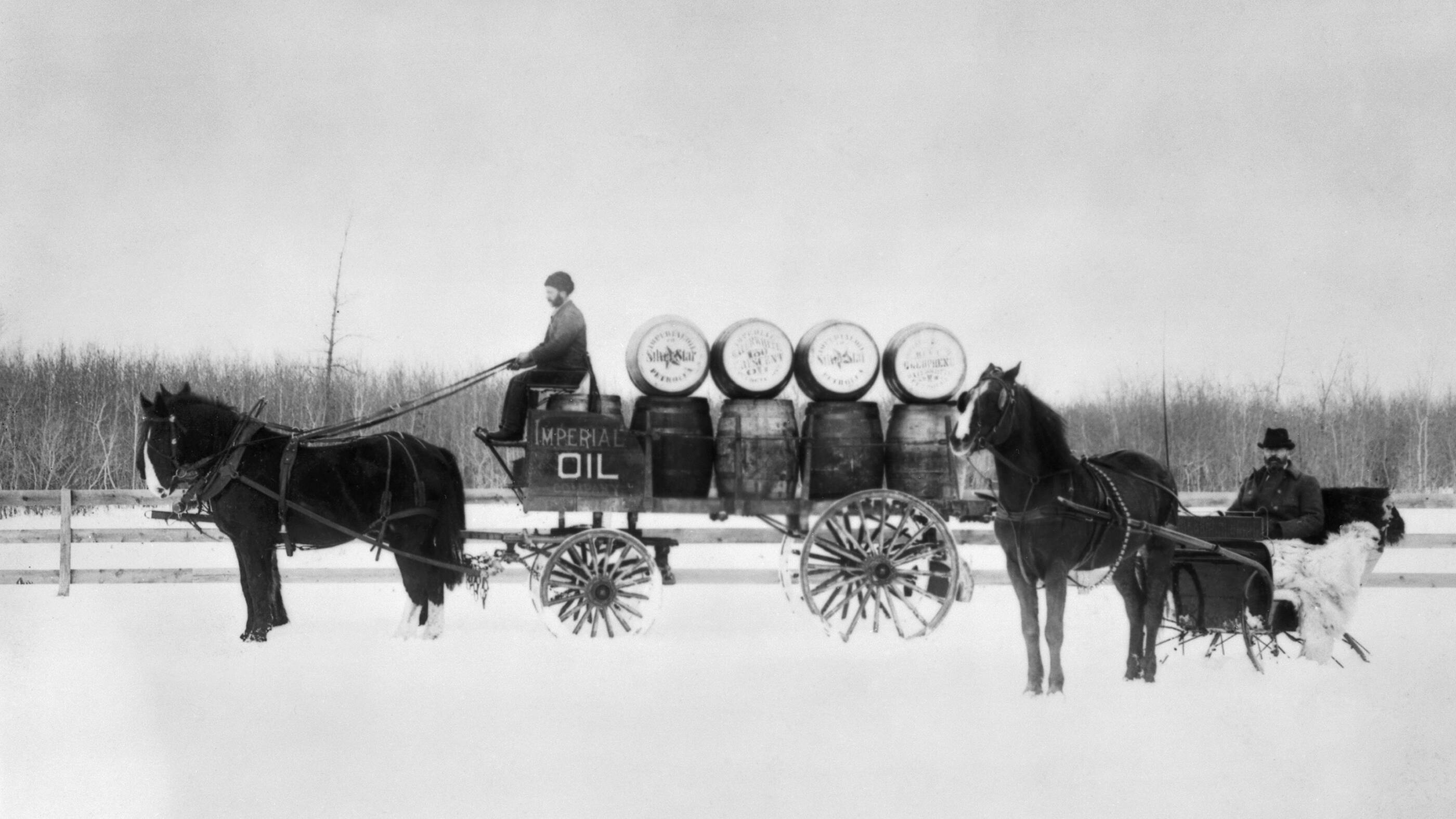 Imperial Oil Company delivery wagon in Winnipeg, Manitoba.