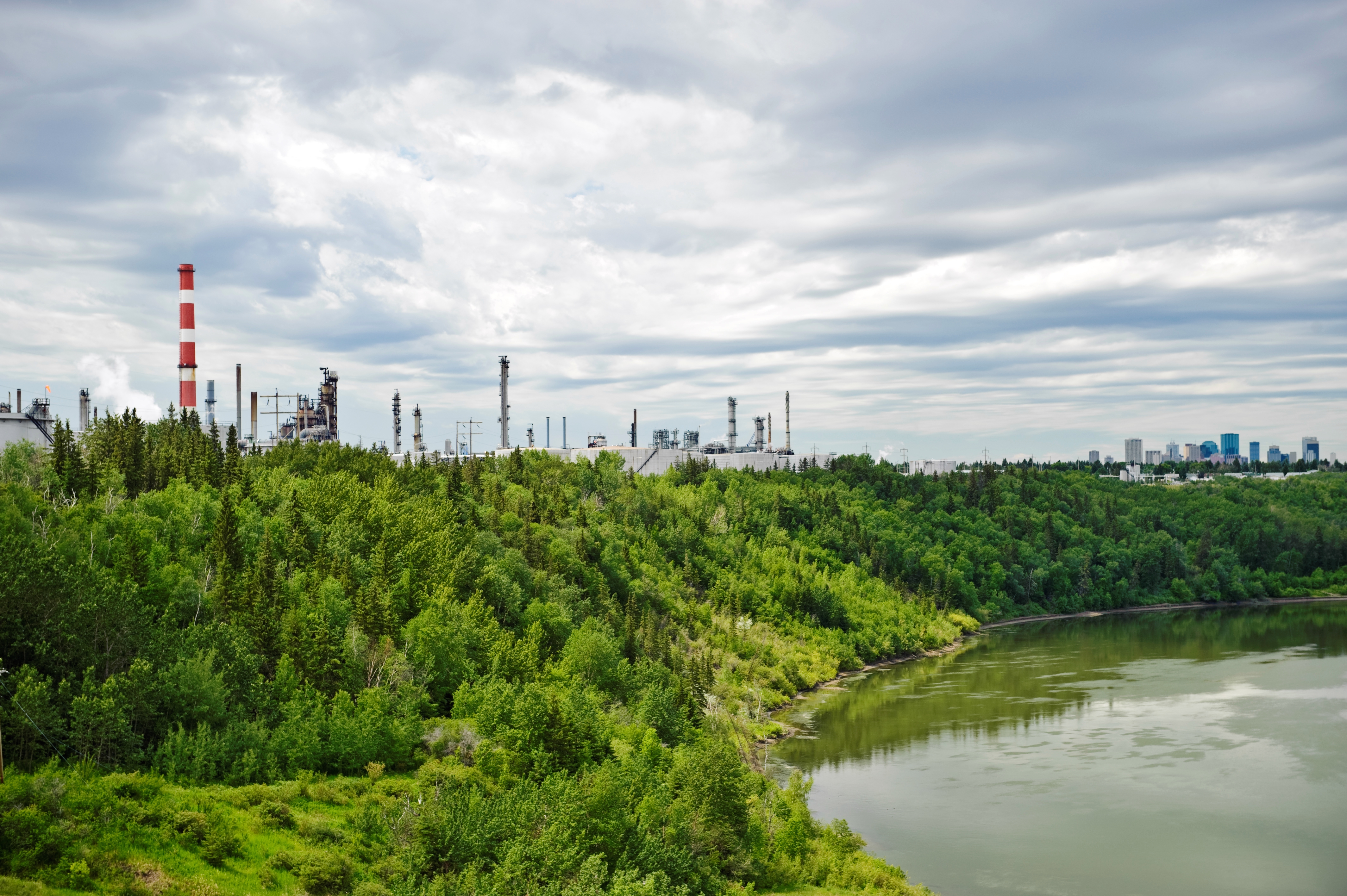 Strathcona Refinery looking west to downtown Edmonton