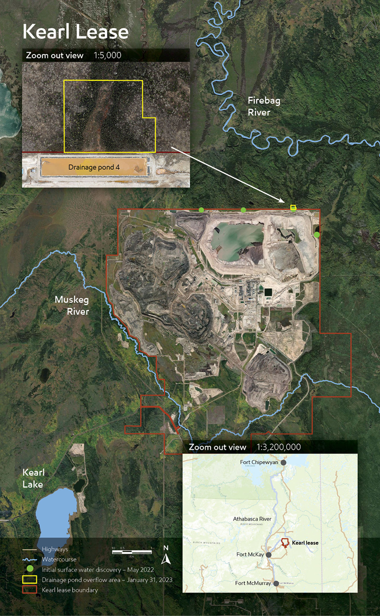 Kearl EPO impact map of discovery area with zoomed in and out views